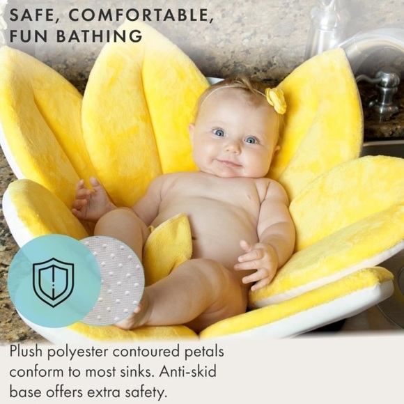 Blooming Baby Bath Sink Seat Plush Cushion Yellow Sunflower 32 x 32 - Picture 3 of 6